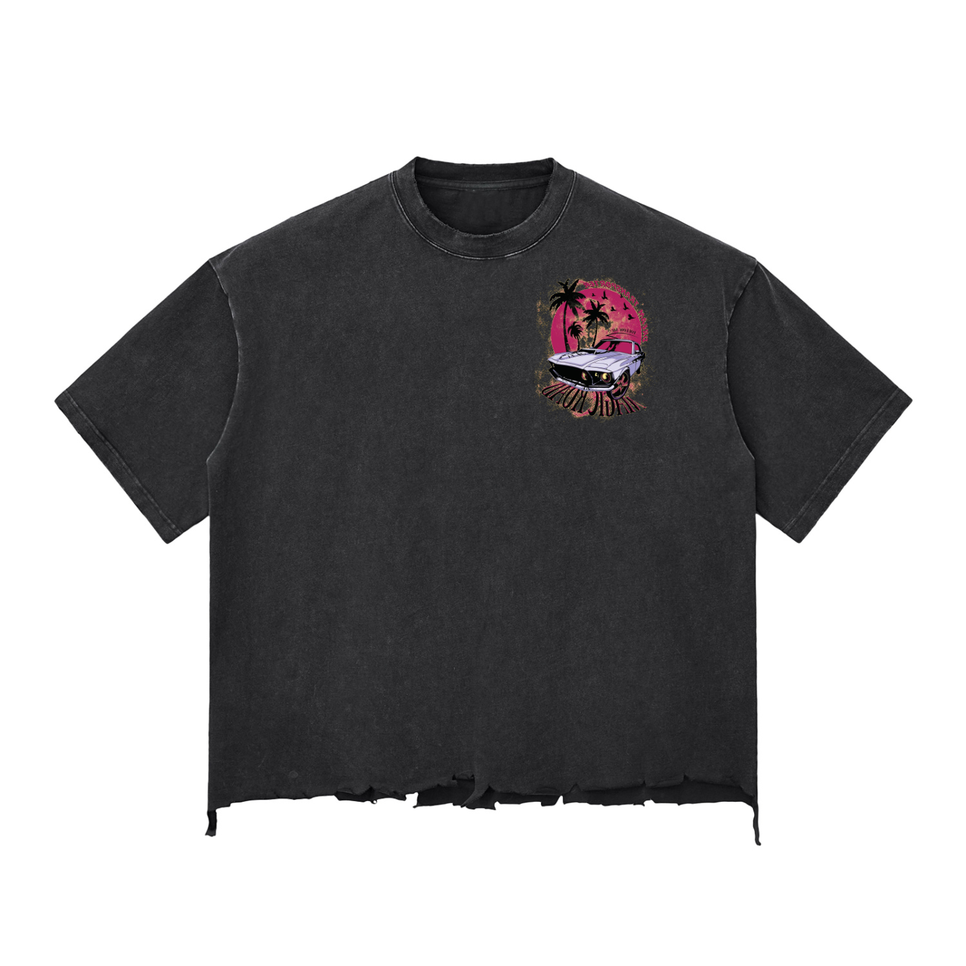 Snow Wash Raw-Hem Boxy T-shirt